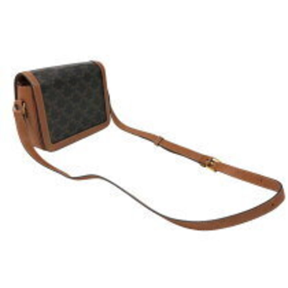 Celine Teen Canvas Shoulder Bag Tan Triomphe